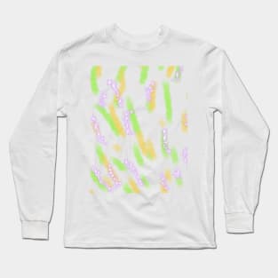 Green yellow watercolor lines art Long Sleeve T-Shirt